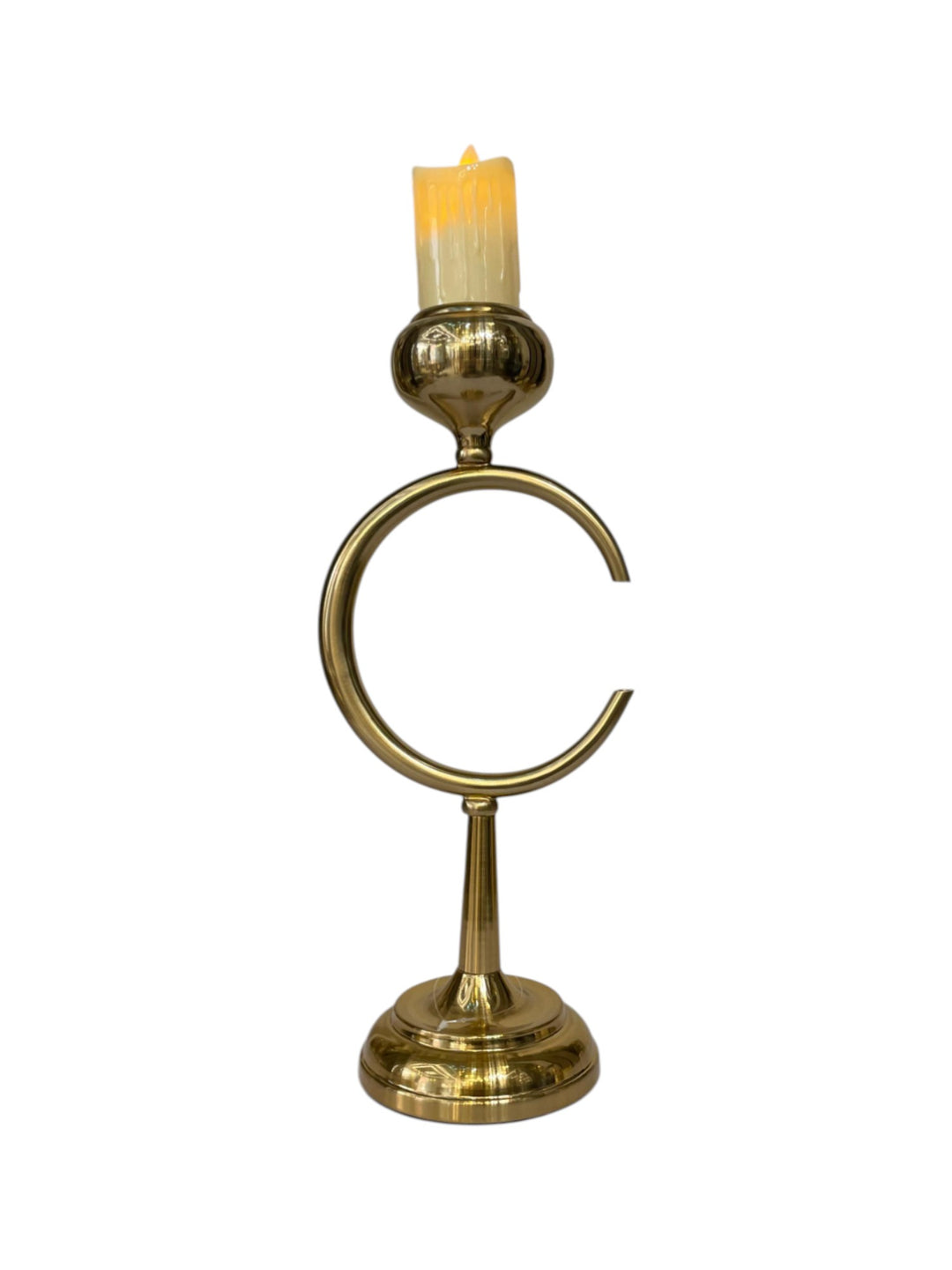 Opaline Crest Brass Candle Stand