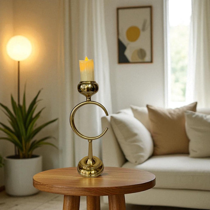 Opaline Crest Brass Candle Stand