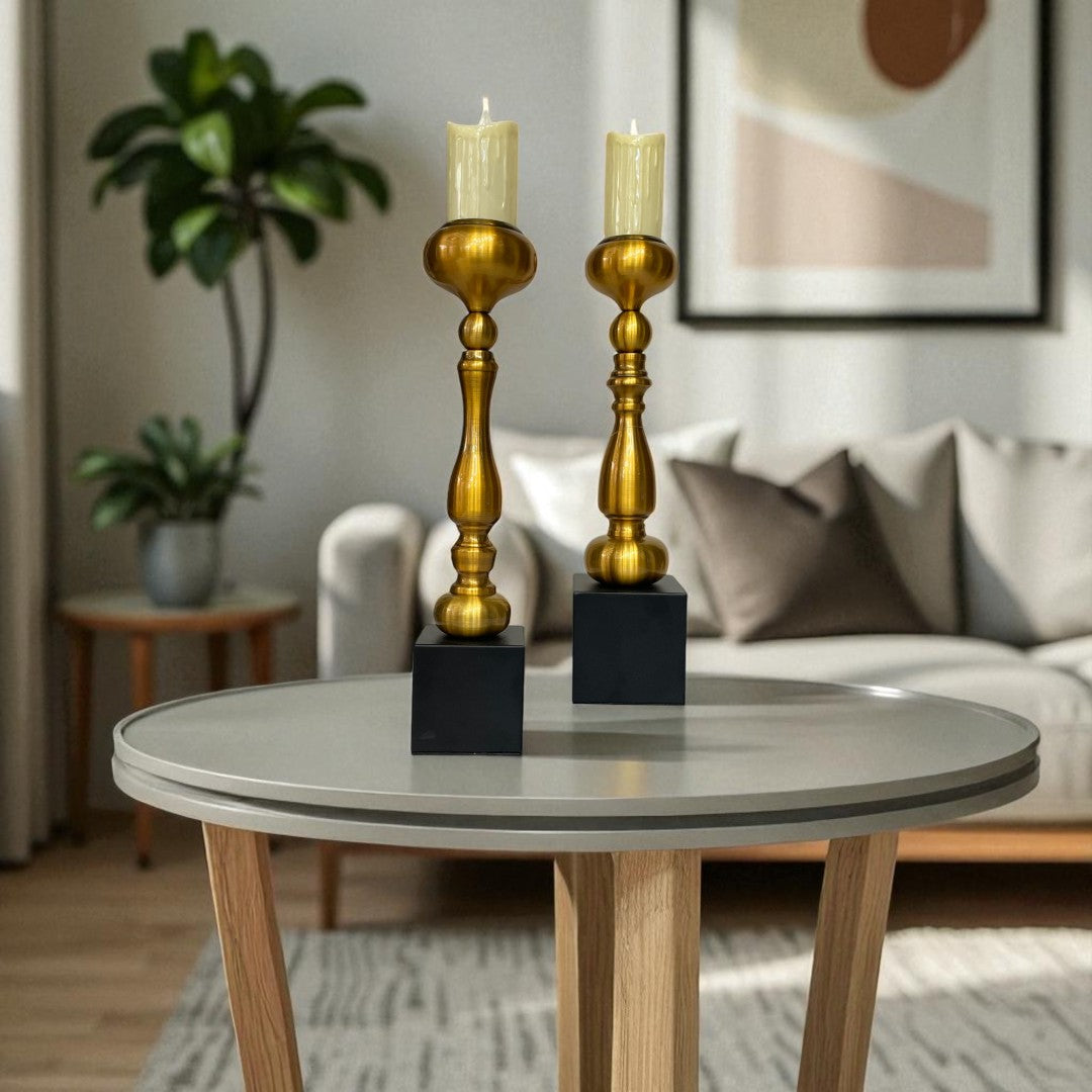 Aeris Sculpted Vintage Brass Candle Stand