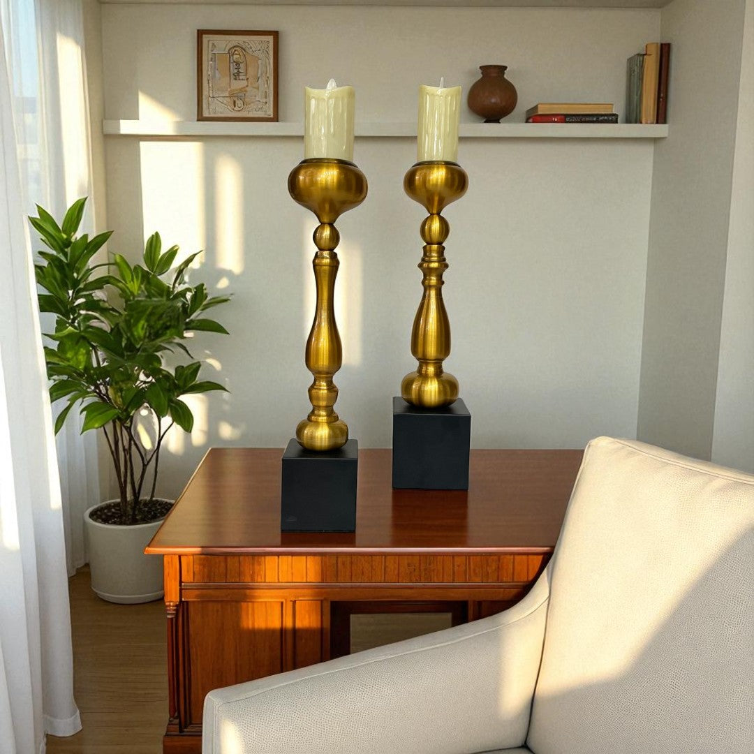 Aeris Sculpted Vintage Brass Candle Stand