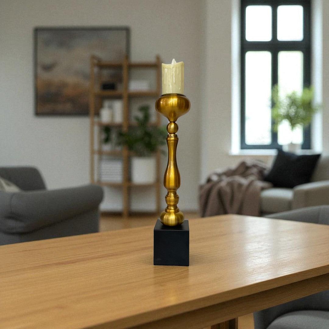 Aeris Sculpted Vintage Brass Candle Stand