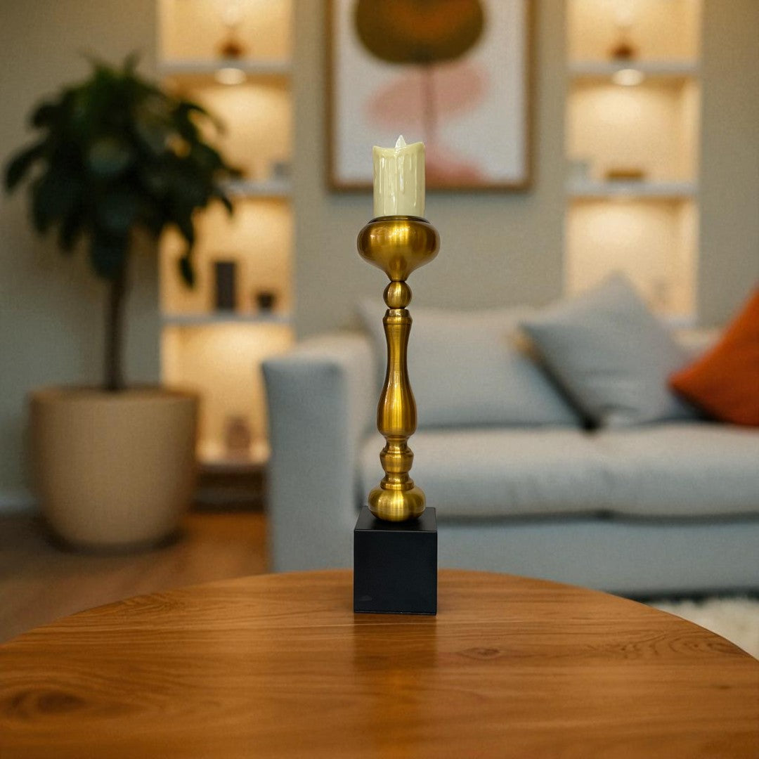 Aeris Sculpted Vintage Brass Candle Stand