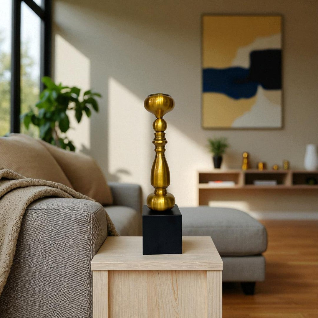 Aeris Sculpted Vintage Brass Candle Stand