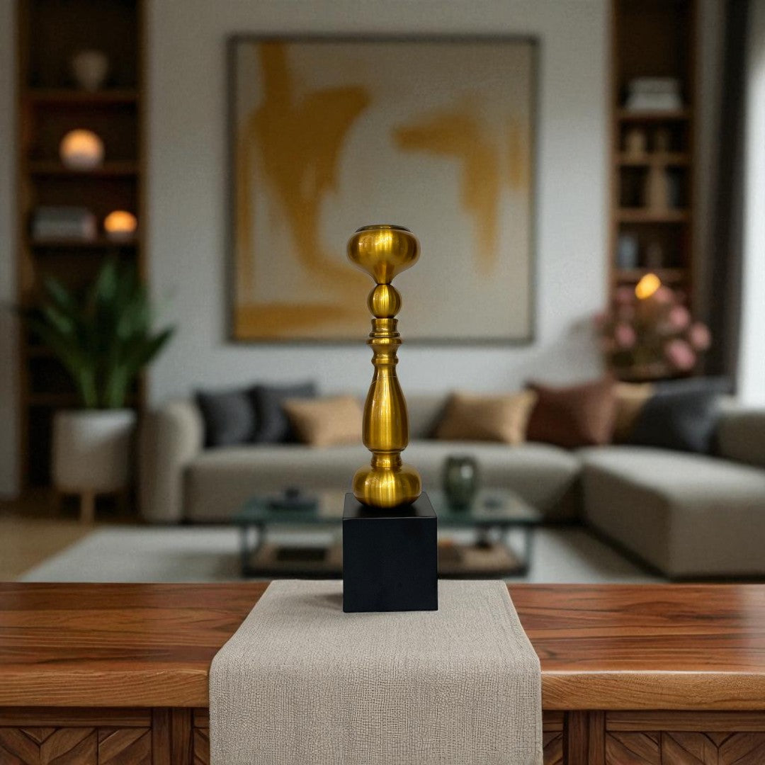 Aeris Sculpted Vintage Brass Candle Stand