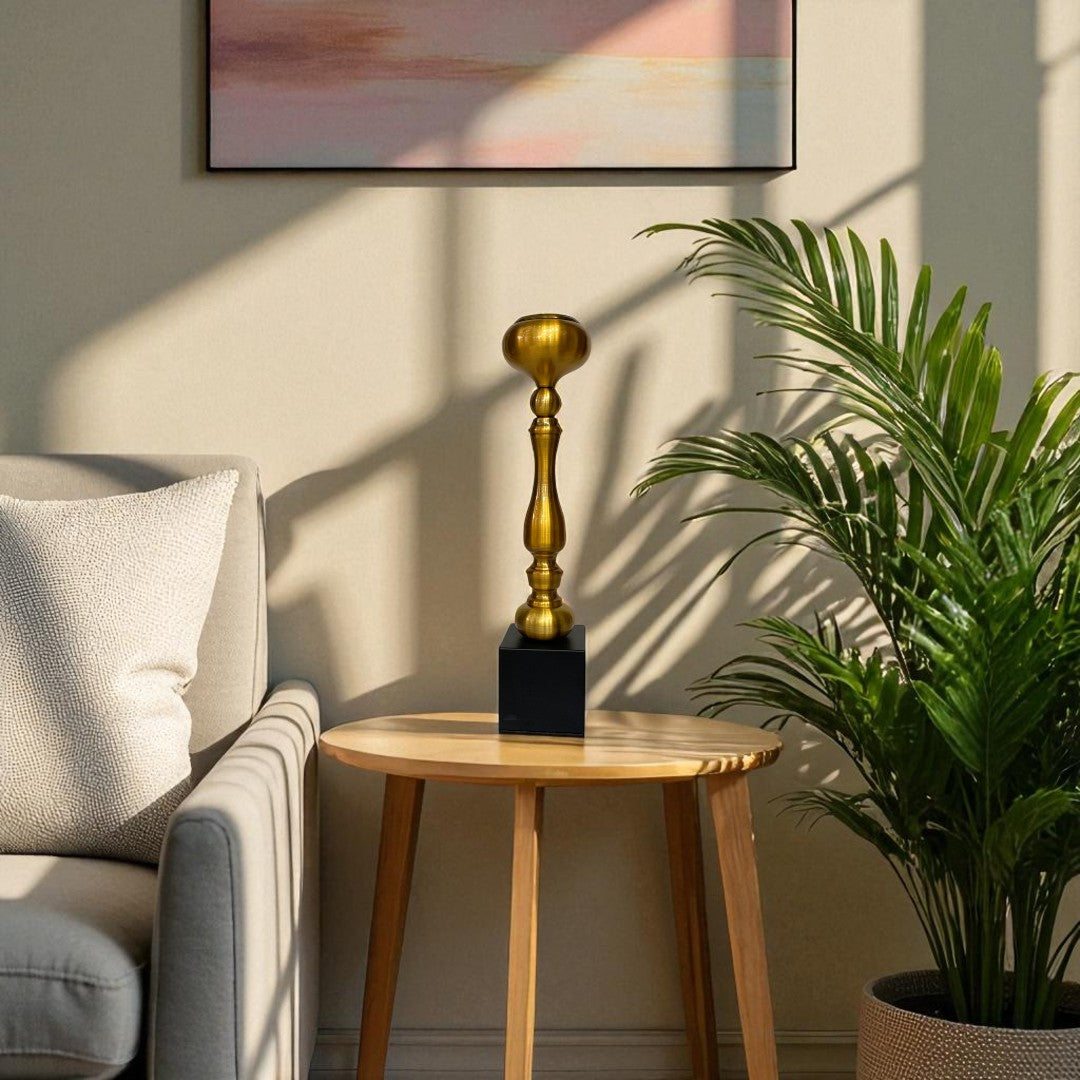 Aeris Sculpted Vintage Brass Candle Stand