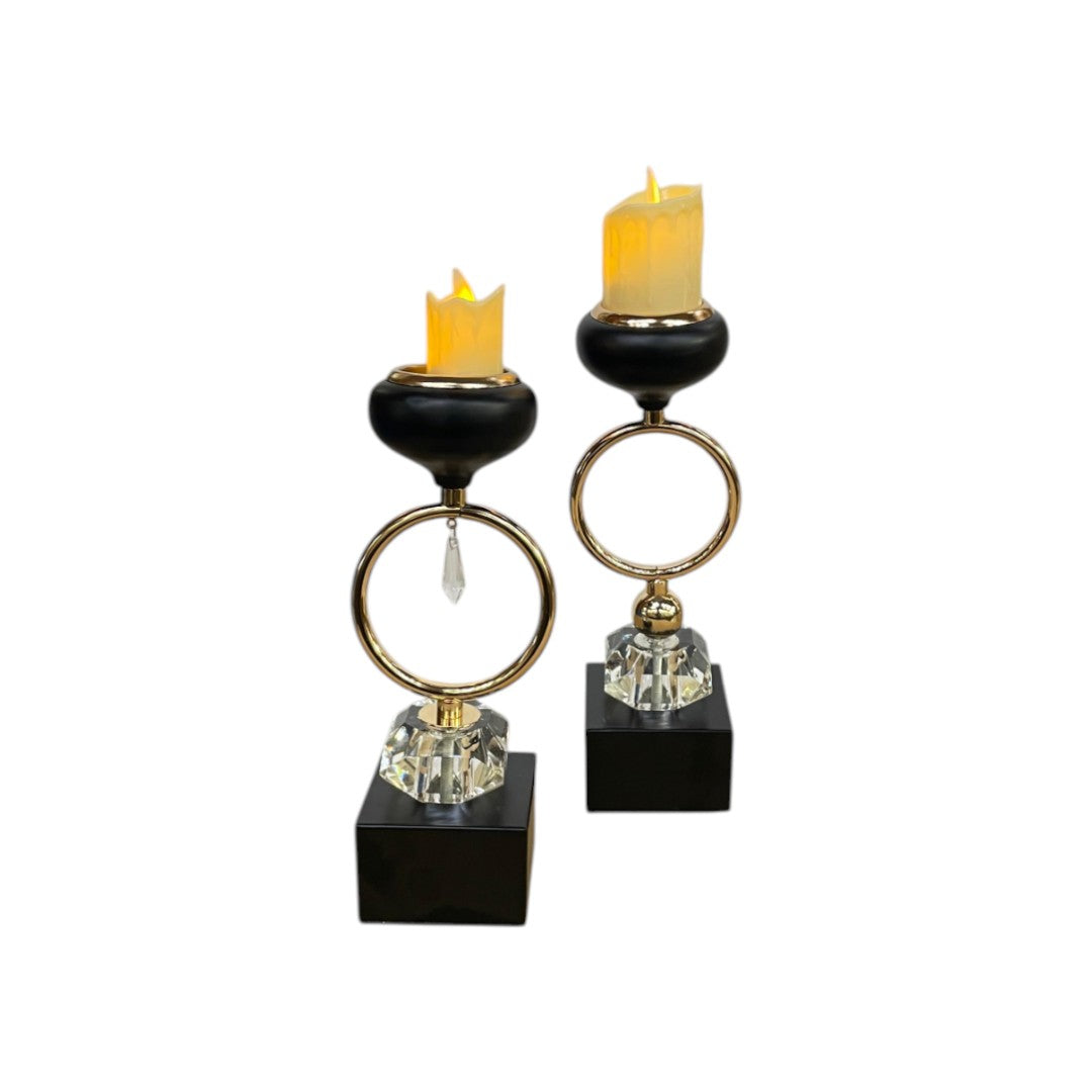 Mughal Glow – Crystal & Brass Candle Holder