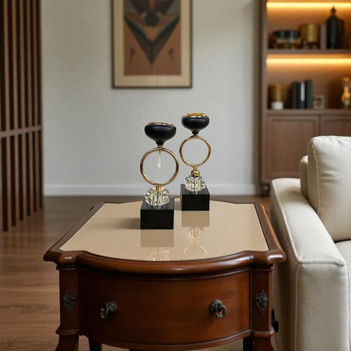 Mughal Glow – Crystal & Brass Candle Holder