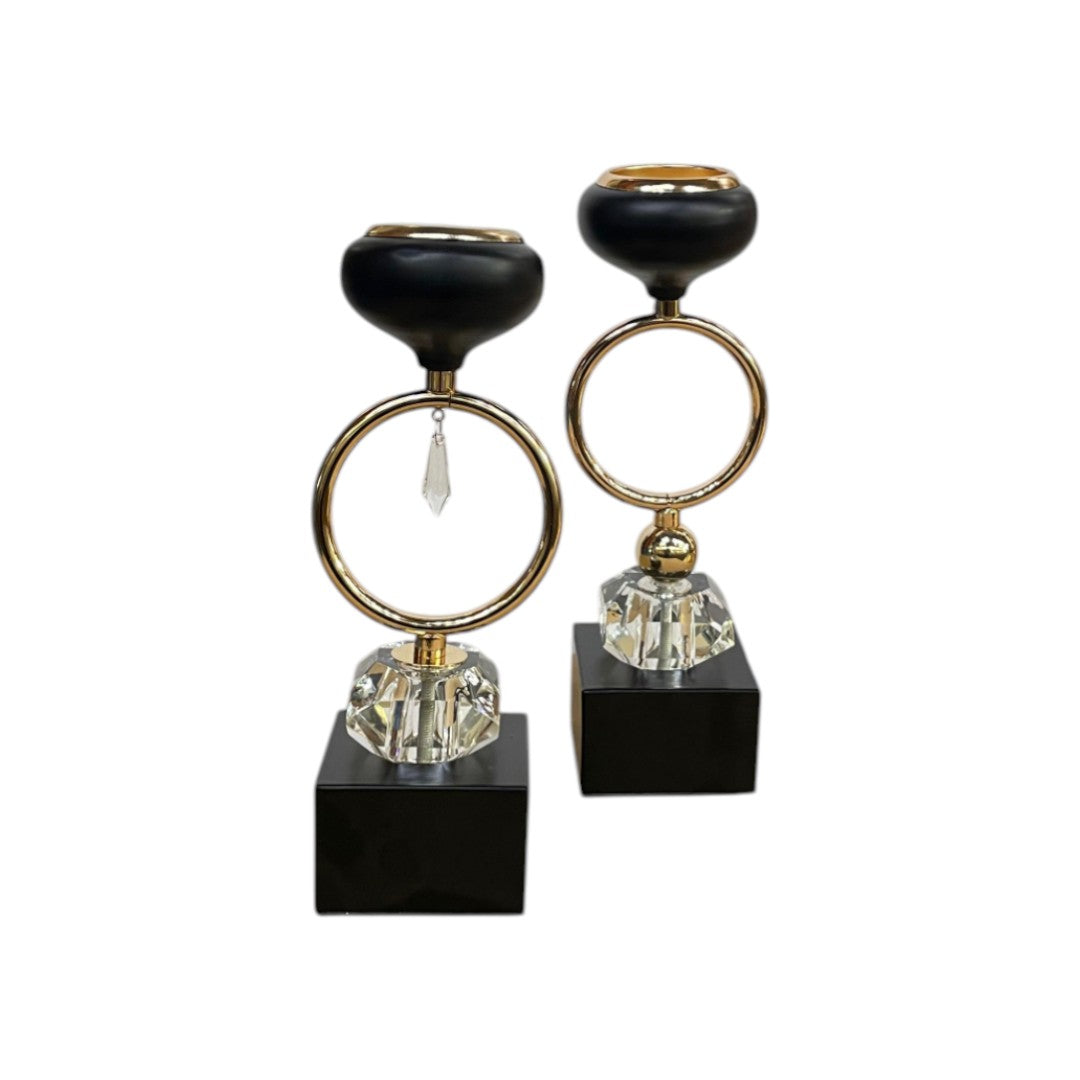 Mughal Glow – Crystal & Brass Candle Holder