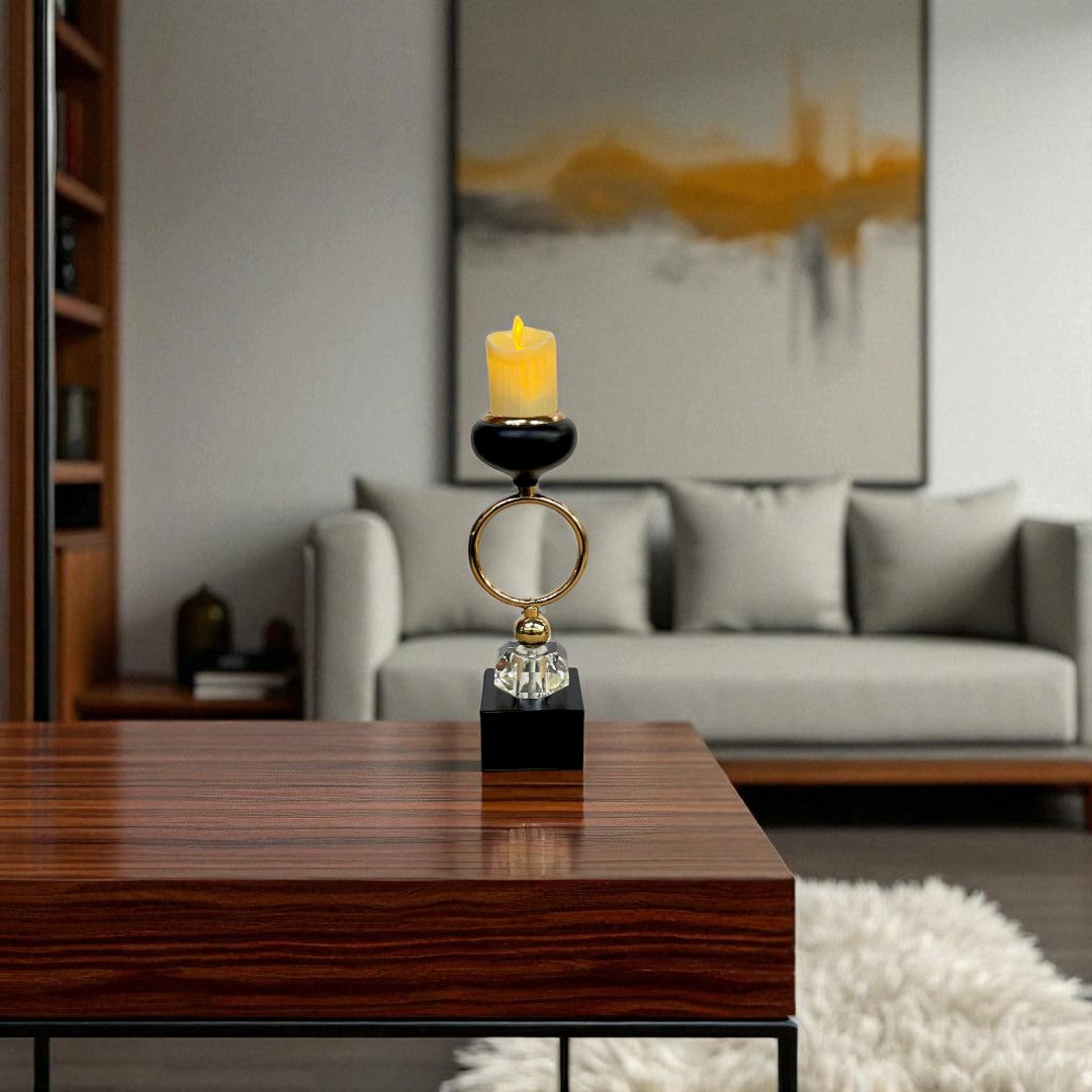 Mughal Glow – Crystal & Brass Candle Holder