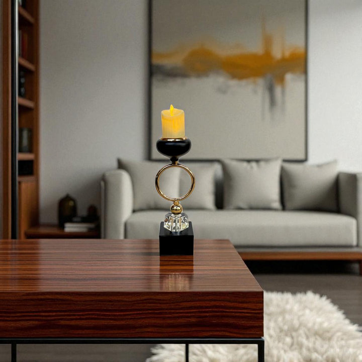 Mughal Glow – Crystal & Brass Candle Holder