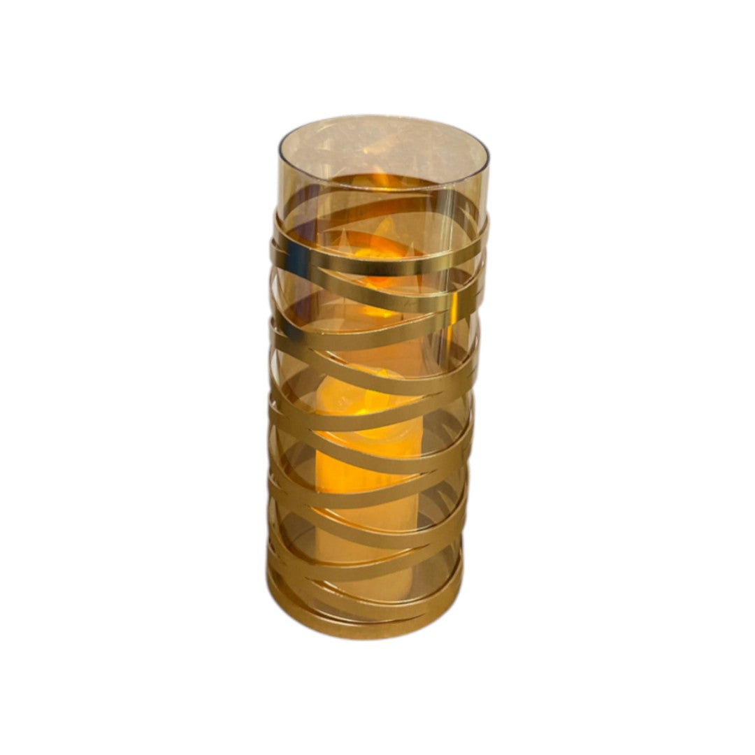 Sculpted Brass & Crystal Glass Candle Stand