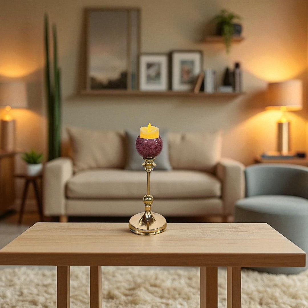 Heirloom Marble & Brass Candle Stand