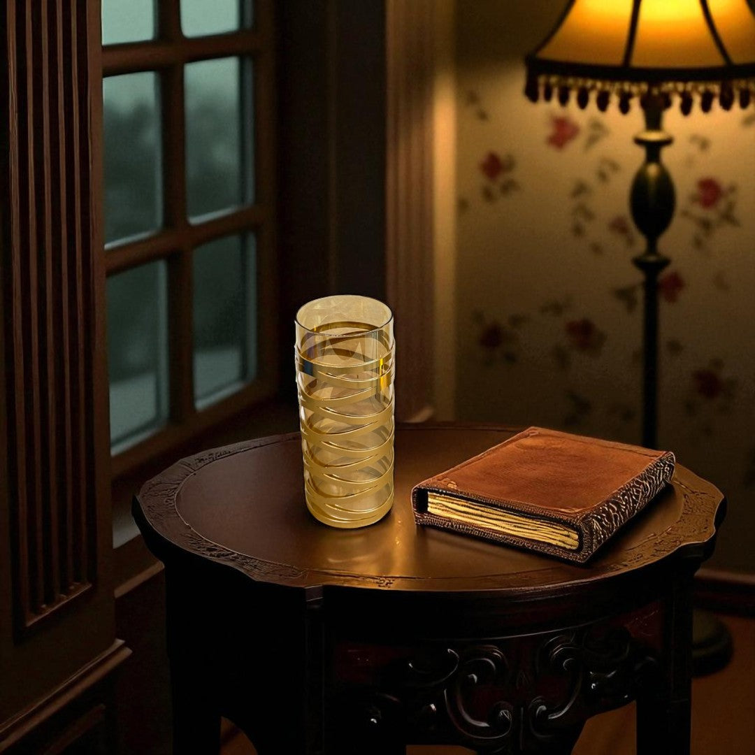 Sculpted Brass & Crystal Glass Candle Stand