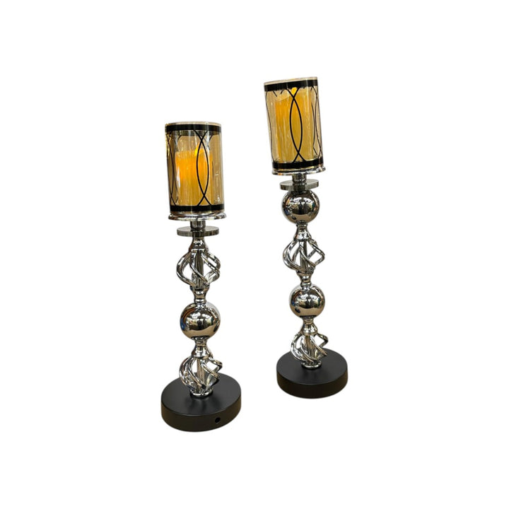 Hotel Luxe Silver Metallic Candle Stand