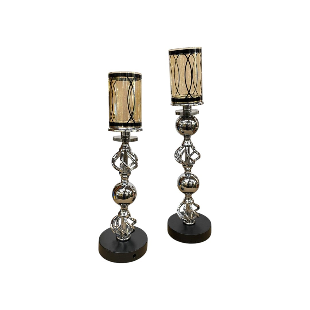 Hotel Luxe Silver Metallic Candle Stand