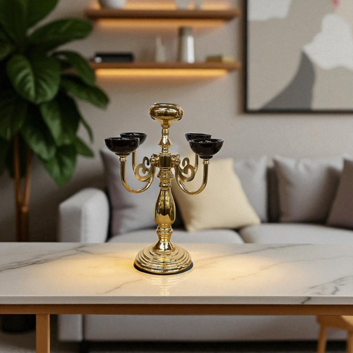 Bohemian Ceramic & Metallic Candle Holder