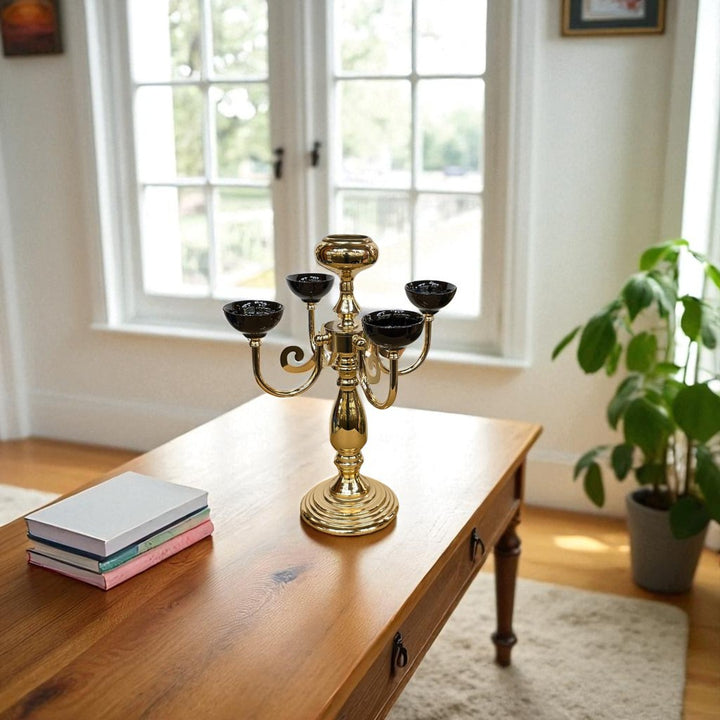 Bohemian Ceramic & Metallic Candle Holder