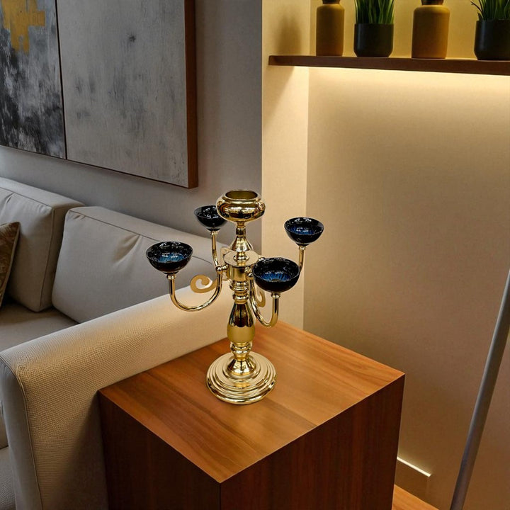 Bohemian Ceramic & Metallic Candle Holder