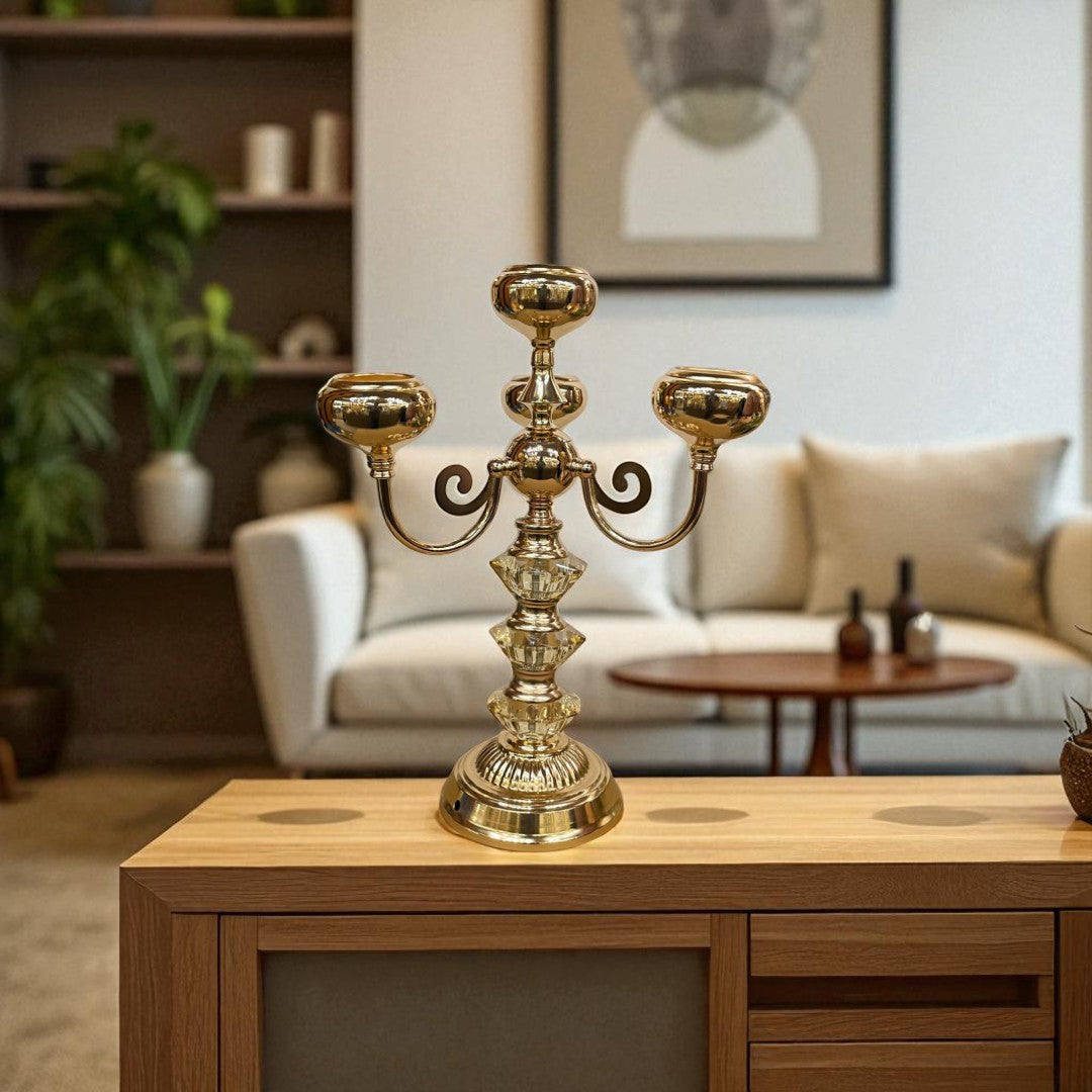 Imperial Crystal & Brass Candle Sculpture