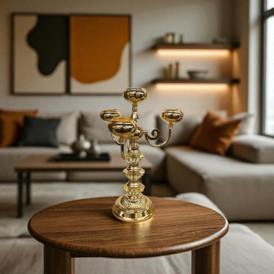 Imperial Crystal & Brass Candle Sculpture