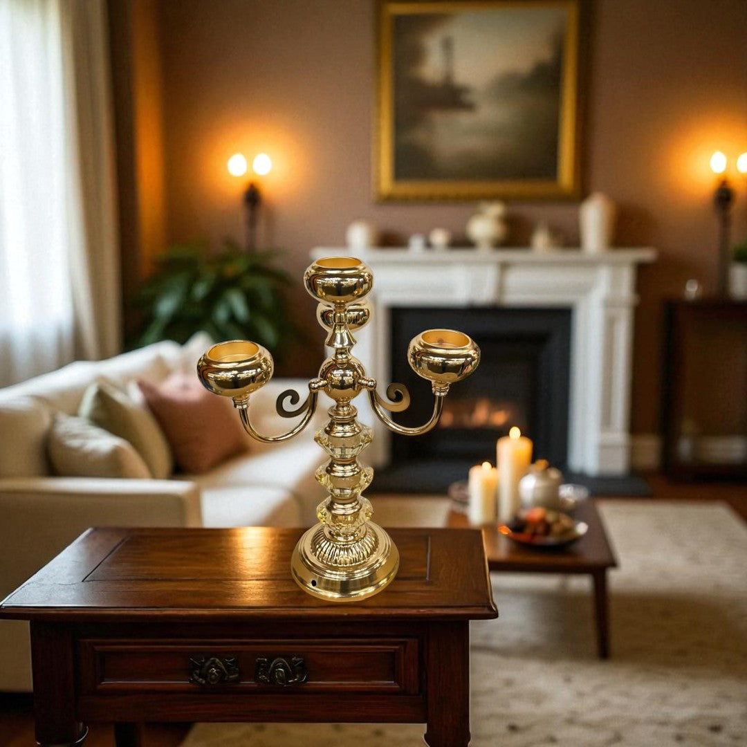 Imperial Crystal & Brass Candle Sculpture
