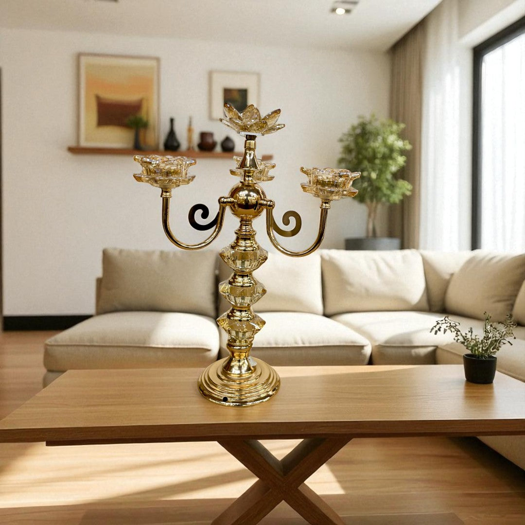 Regal Crystal & Metallic Candle Holder