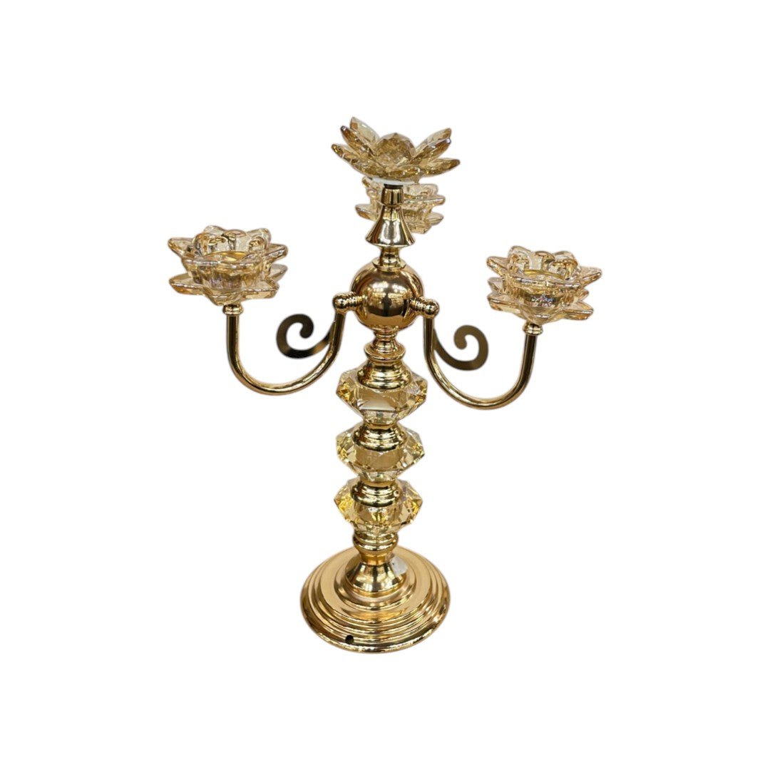 Regal Crystal & Metallic Candle Holder