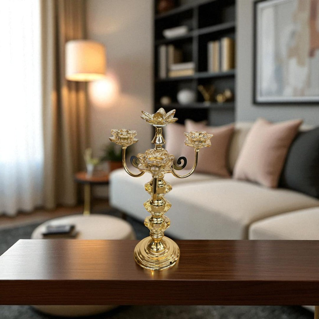 Regal Crystal & Metallic Candle Holder