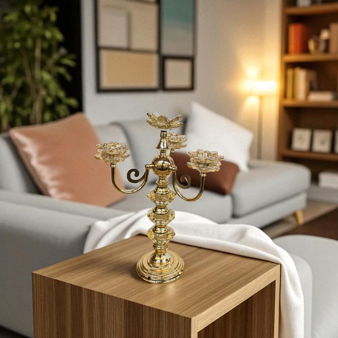 Regal Crystal & Metallic Candle Holder