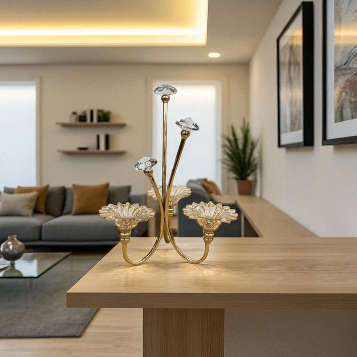 Divine Glow Metal & Crystal Candle Stand