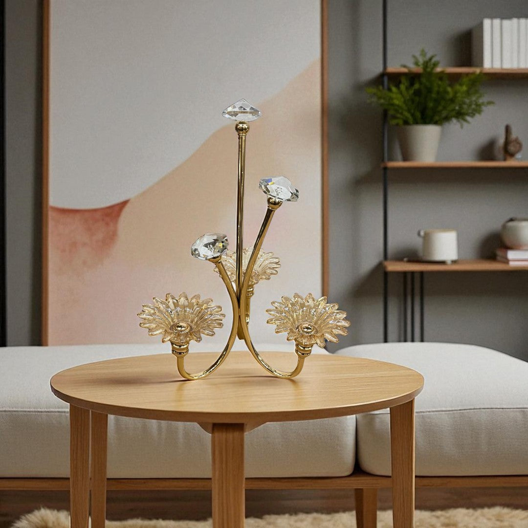 Divine Glow Metal & Crystal Candle Stand