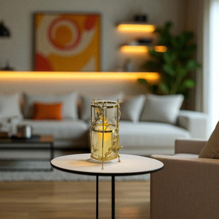 Aurora Metallic Glass Table Candle Holder