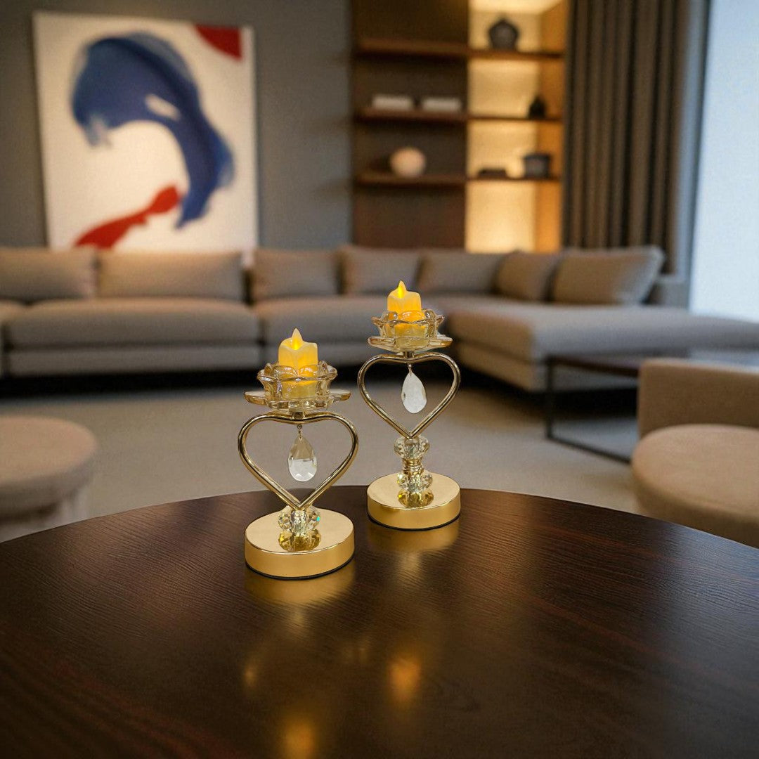 Modern Crystal & Metallic Candle Stand