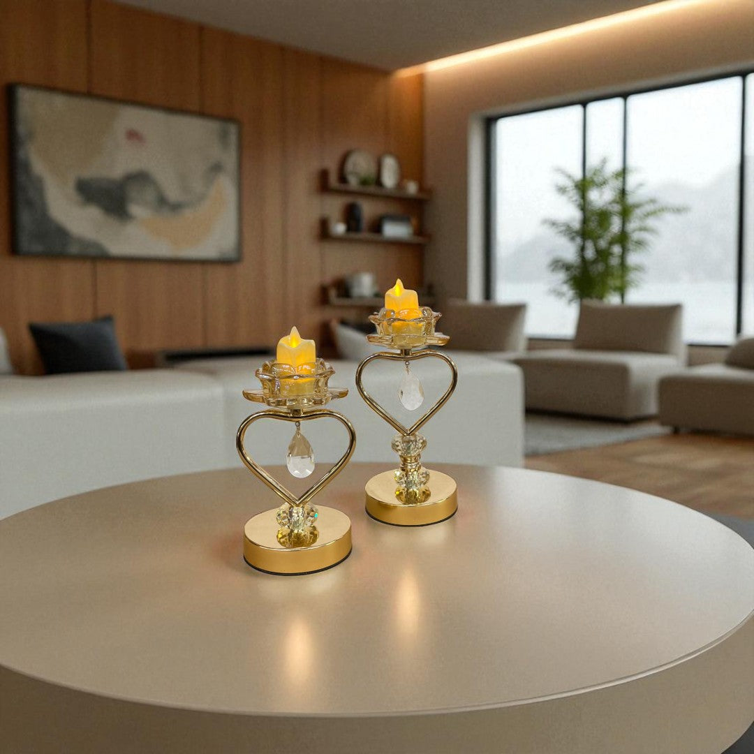 Modern  Crystal & Metallic Candle Stand