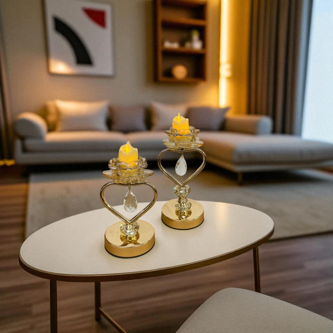 Modern  Crystal & Metallic Candle Stand