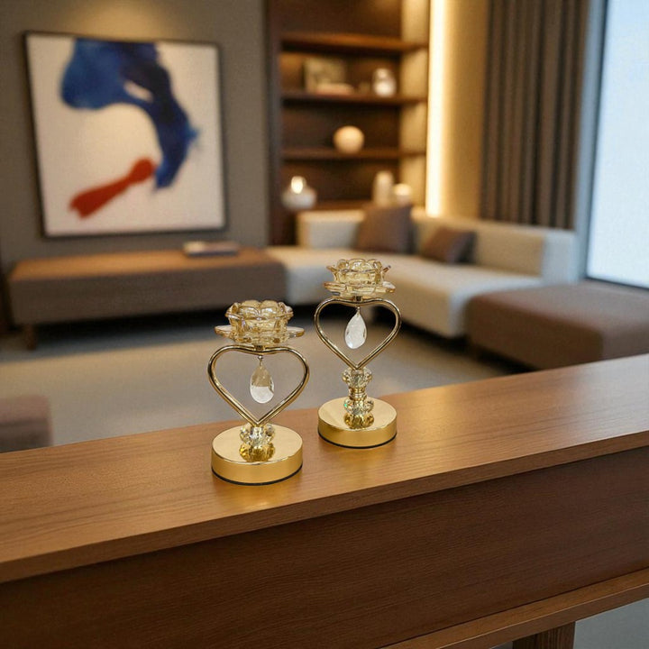 Modern Crystal & Metallic Candle Stand