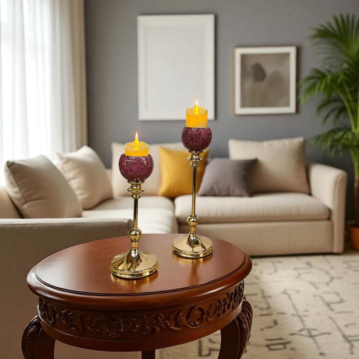 Heirloom Marble & Brass Candle Stand