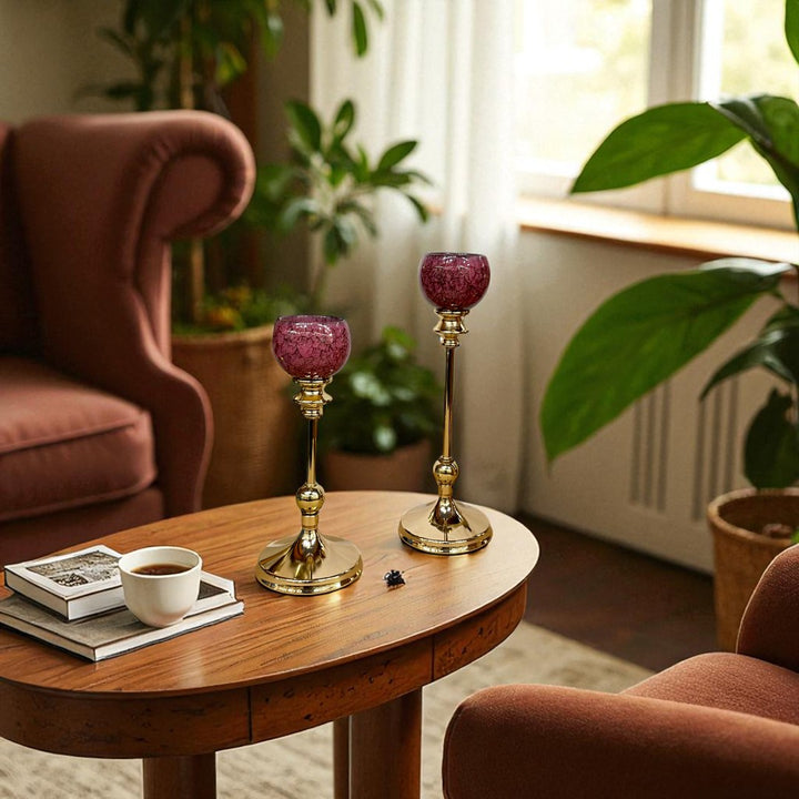 Heirloom Marble & Brass Candle Stand