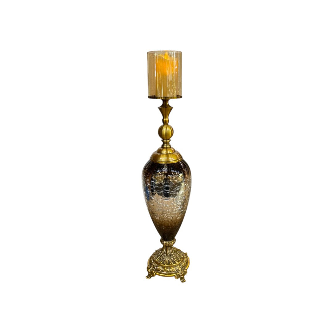 Vintage Versace-Inspired Brass Table Candle Stand