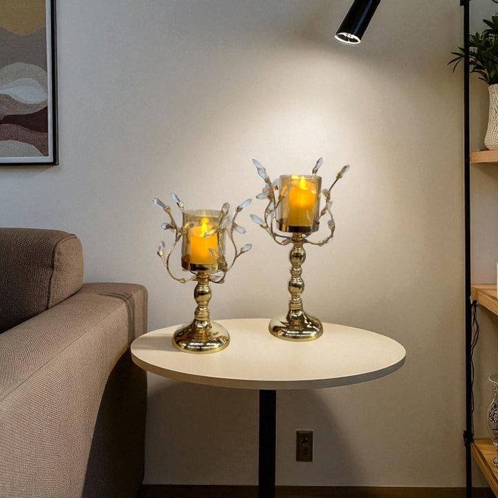 Luxe Aura Crystal & Metallic Candle Accent