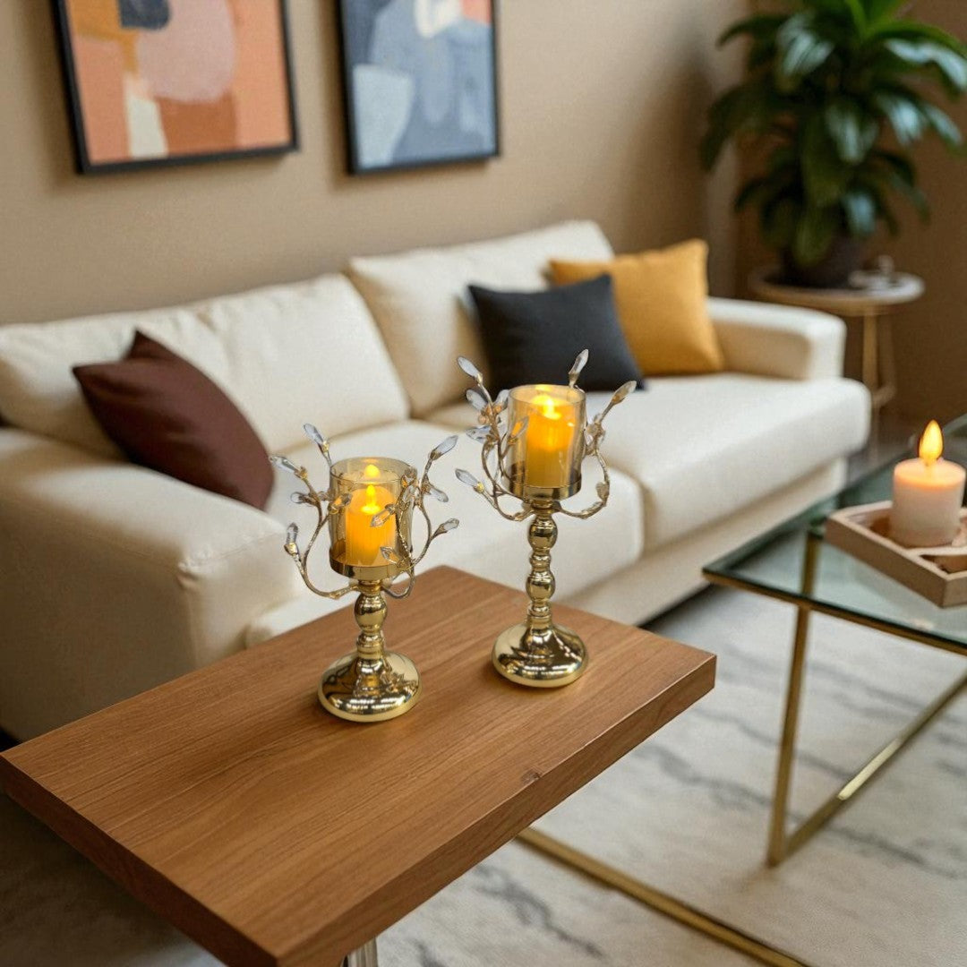 Luxe Aura Crystal & Metallic Candle Accent