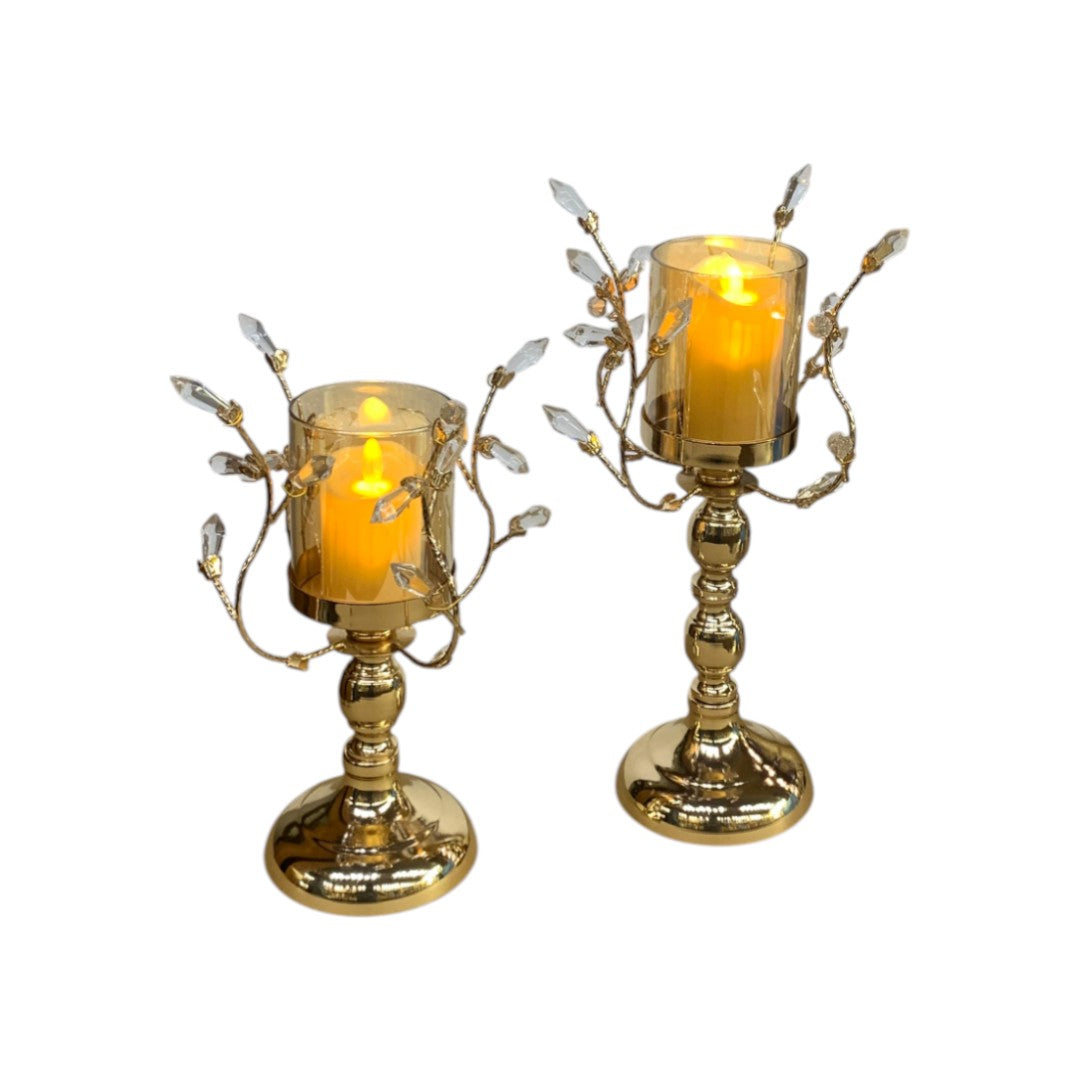 Luxe Aura Crystal & Metallic Candle Accent