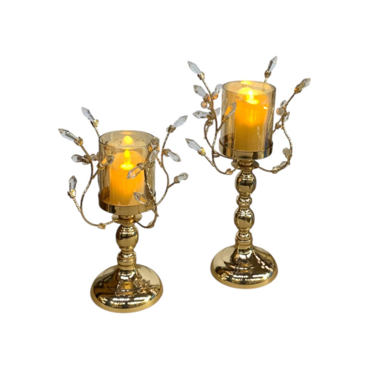 Luxe Aura Crystal & Metallic Candle Accent