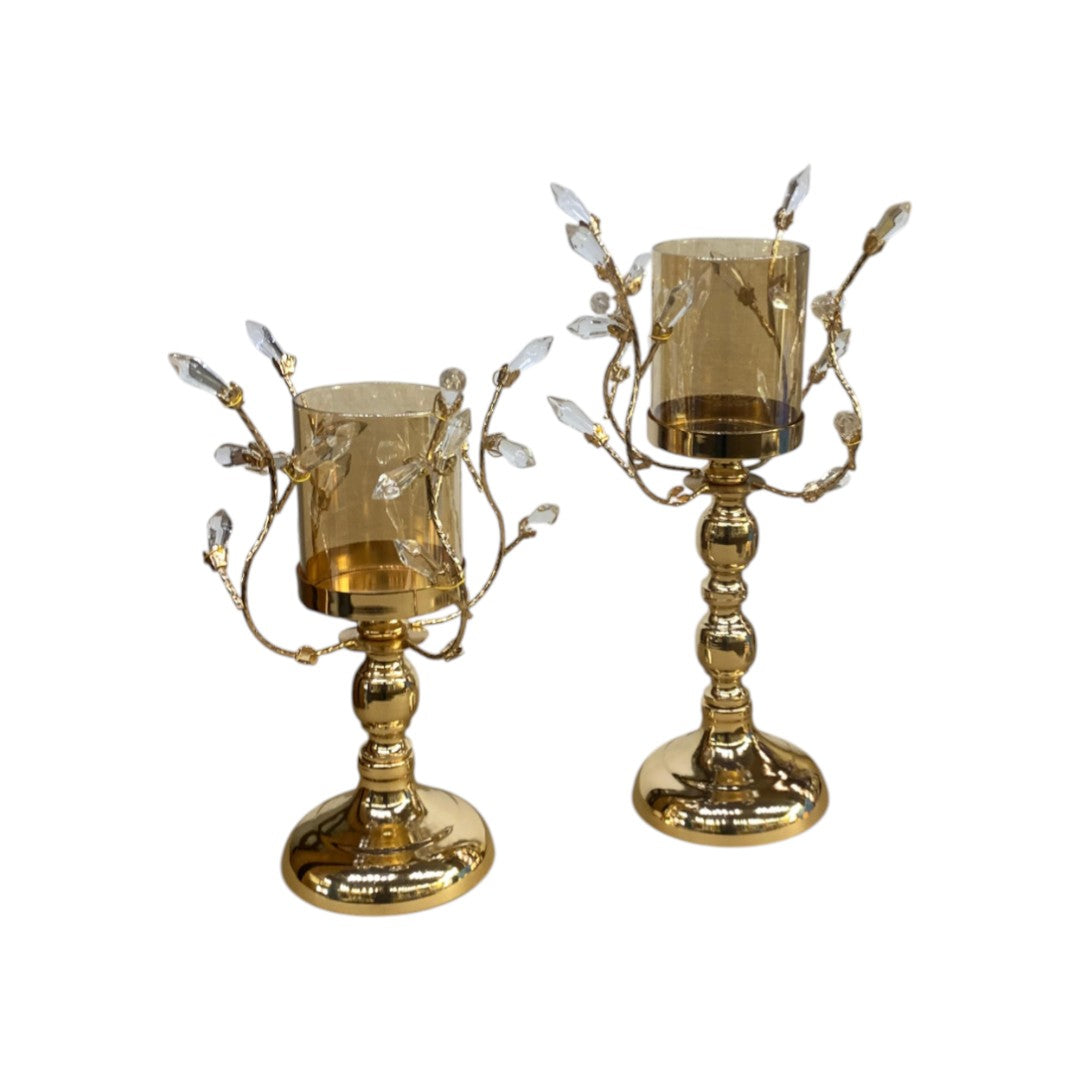 Luxe Aura Crystal & Metallic Candle Accent
