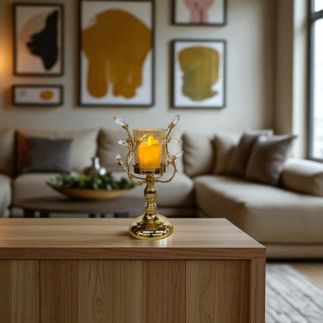 Luxe Aura Crystal & Metallic Candle Accent
