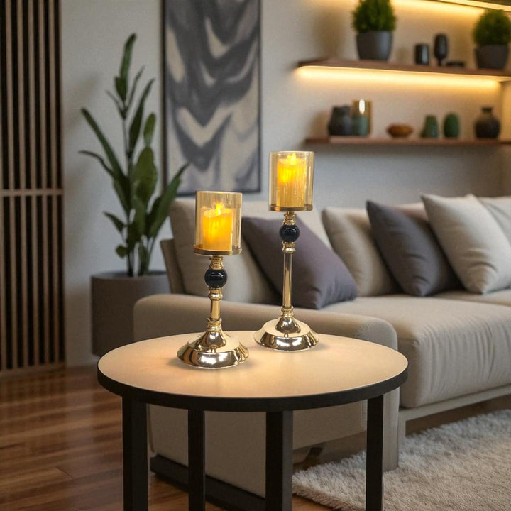 Elysian Glow Crystal & Metallic  Candle Stand