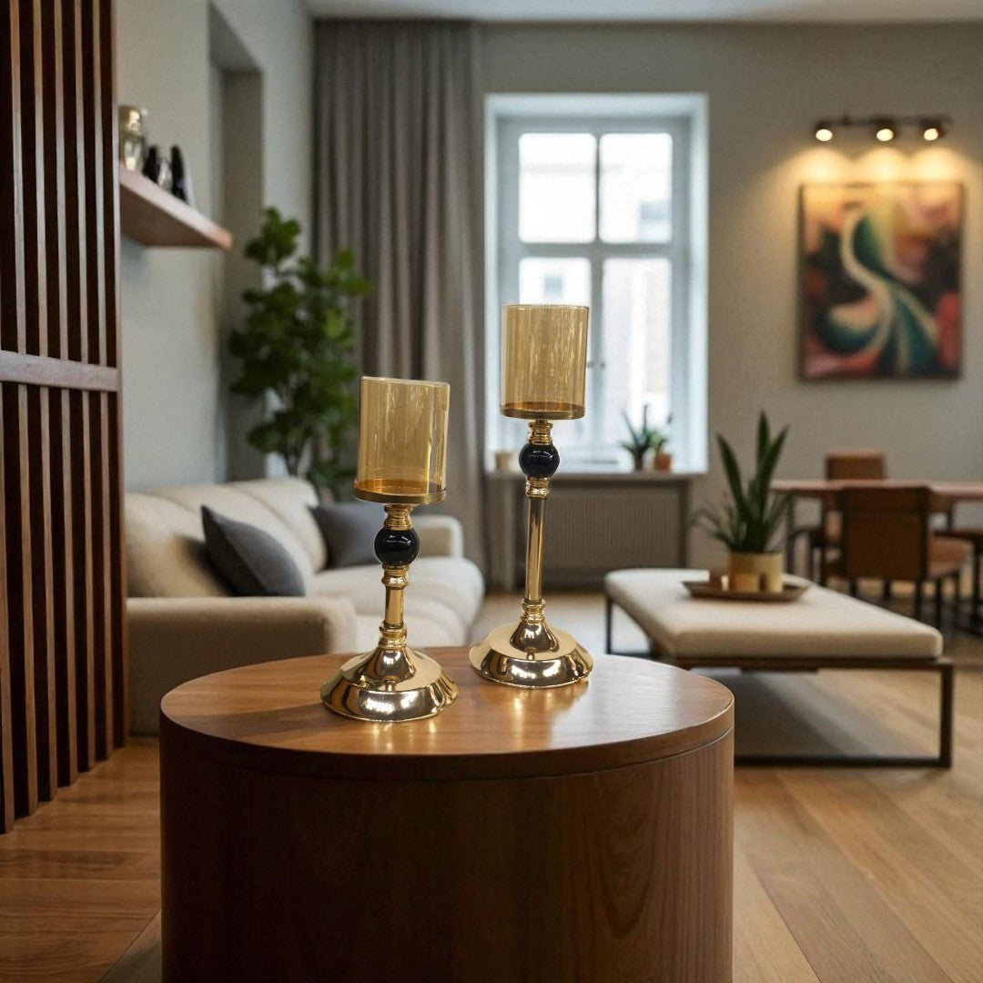 Elysian Glow Crystal & Metallic  Candle Stand