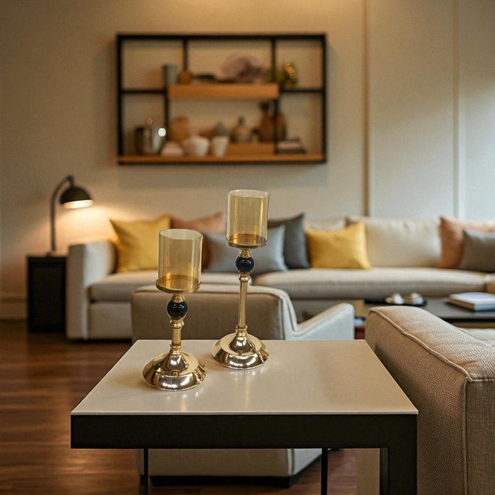 Elysian Glow Crystal & Metallic  Candle Stand