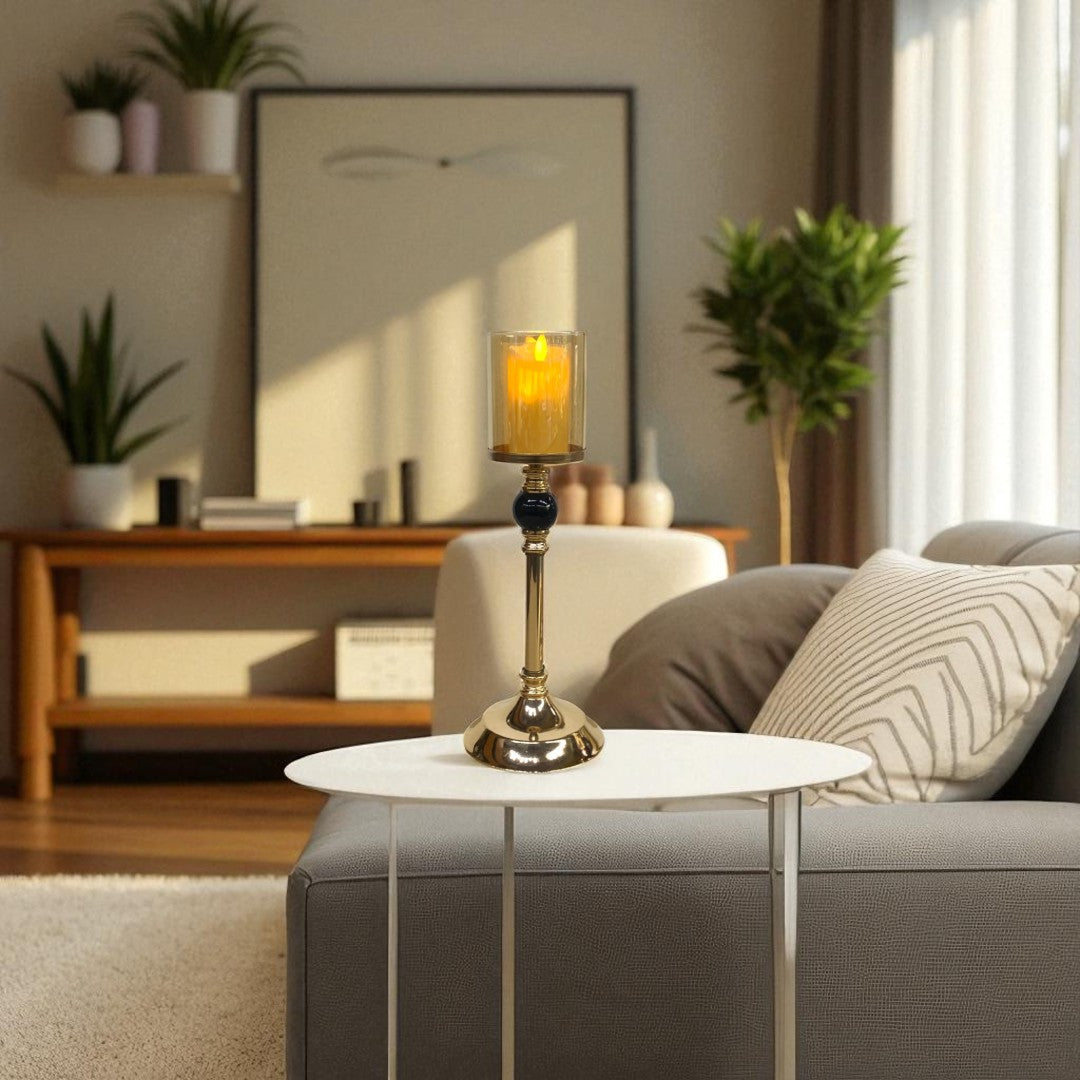 Elysian Glow Crystal & Metallic  Candle Stand