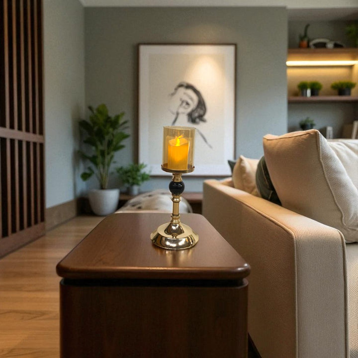 Elysian Glow Crystal & Metallic  Candle Stand